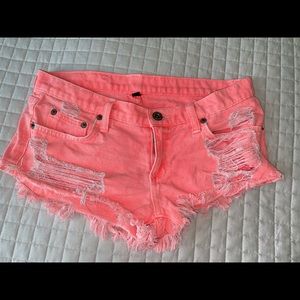 Del Mar Neon Denim Shorts